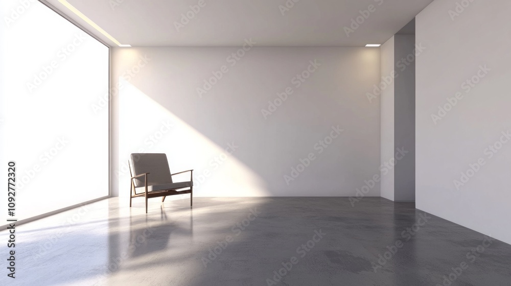 Fototapeta premium A chair is sitting in a room with a white wall