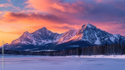 Breathtaking sunrise over snow-capped mountains glacier national park landscape photography winter wonderland panoramic view nature's beauty