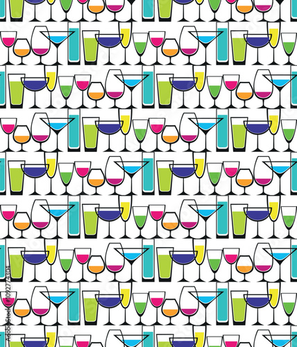 Seamlass pattern with drink glasses