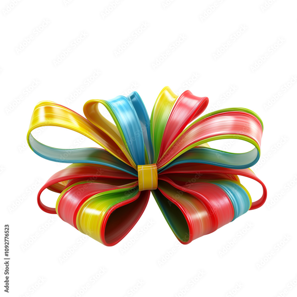 Fototapeta premium 3D gift bow for Christmas presents made of stretchy candy, isolated on a transparent background, Christmas decorations