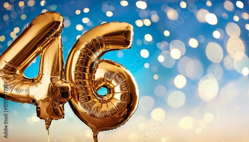  Number 46 golden balloons with copy space  photo