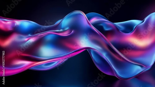 Abstract background liquid wave neon holographic glass fluid motion animation