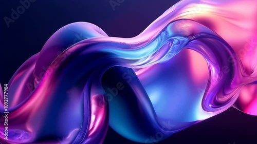 Abstract background liquid wave neon holographic glass fluid motion animation