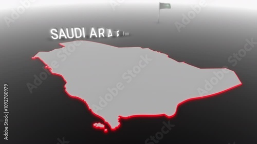 3d animated map of Saudi Arabia gets hit and fractured by the text “Inflation”
