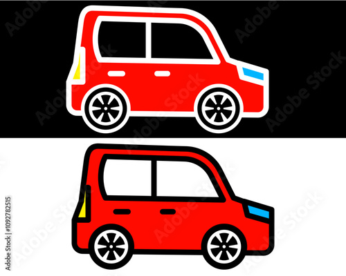 Family city car illustration ideal for transportation needs, showcasing comfort, safety, and efficiency. Perfect for modern family travel