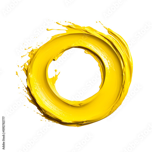 Yellow paint swirl isolated on white background	