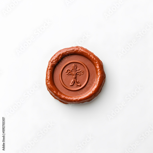 Top view wax seal sticker isolated on white