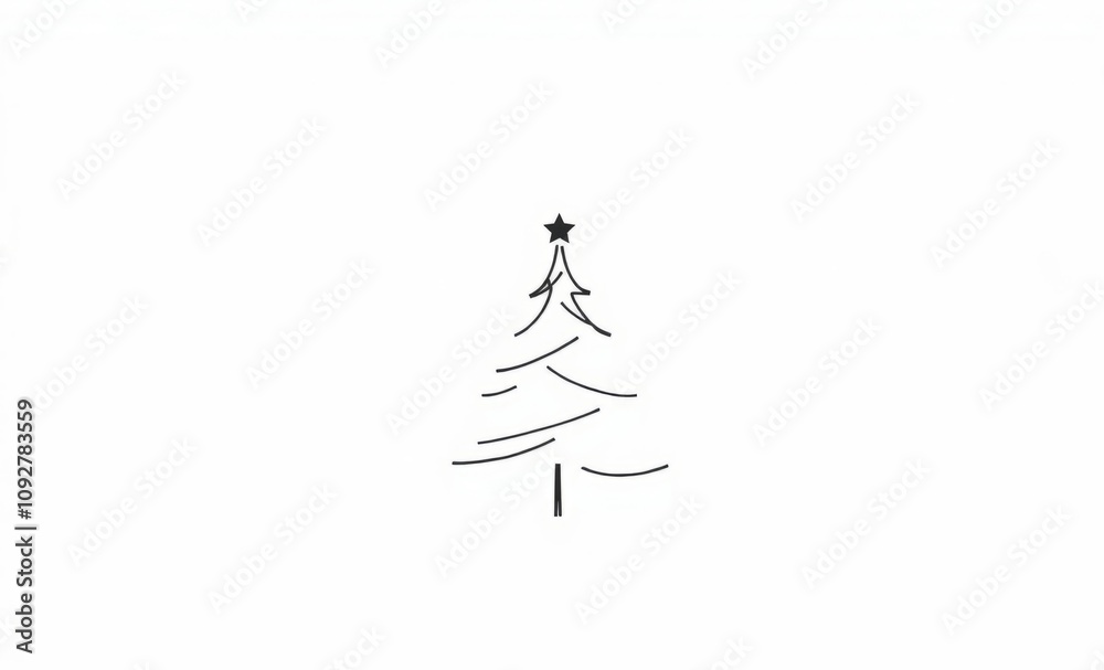 A single line drawing of a christmas tree on a white background christmas tree silhouette Illustration A single line drawing of a christmas tree on a white background christmas tree silhouette Illustration