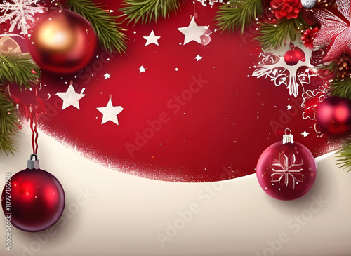 red christmas background with balls