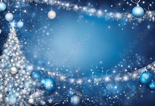 blue christmas background with snowflakes