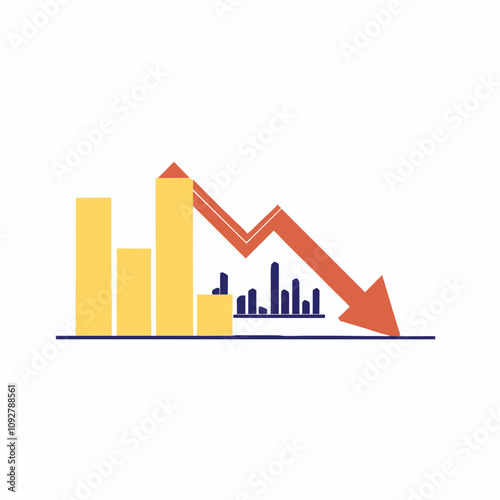 Declining Trend in Financial Indicators with City scape Background