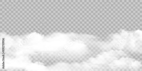 Realistic grey border of fog, smog transparent special effect