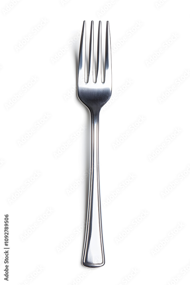 A shiny silver fork isolated on a white background A shiny silver fork isolated on a white background