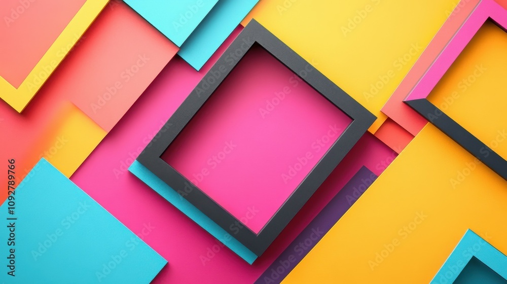 Geometric modern frame set against a vibrant background Geometric modern frame set against a vibrant background