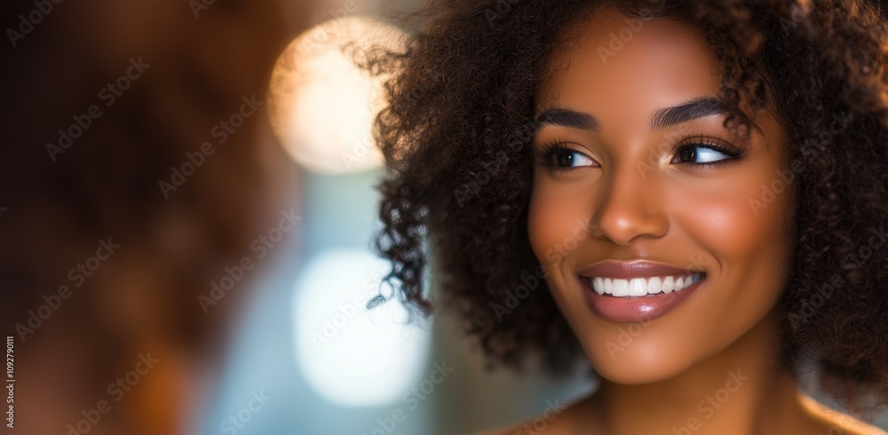 Young black African woman model with curly afro hair touching healthy flawless radiant smooth glowing face skin care. Ethnic natural beauty skincare concept. Portrait Young black African woman model with curly afro hair touching healthy flawless radiant smooth glowing face skin care. Ethnic natural beauty skincare concept. Portrait