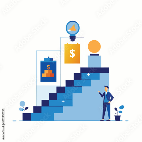  stairway money success financial independent illustration 