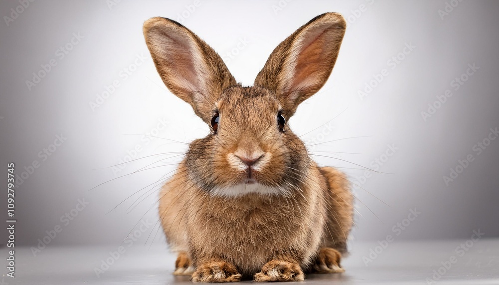 Obraz premium Cute Brown Bunny with a Fluffy Coat on Transparent Background