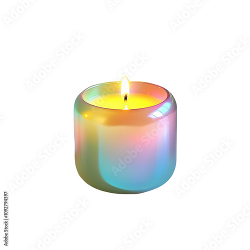 Aromatic iridescent candle flame burning bright colorful wax relaxation spa meditation aromatherapy home decor gradient light soft glow tranquil atmosphere peaceful ambiance scented candle warm glow