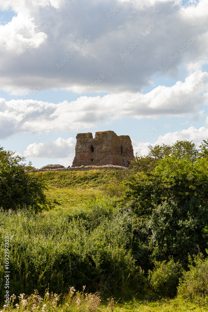 a beautiful panoramic view to the Kalø Slotsruin castle ruins on a peninsula near the coast of Rønde, denmark a beautiful panoramic view to the Kalø Slotsruin castle ruins on a peninsula near the coast of Rønde, denmark