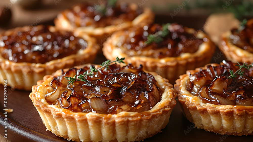 Savory Miniature Tartlets with Creamy Goat Cheese and Caramelized Onions for Holiday Celebrations Savory Miniature Tartlets with Creamy Goat Cheese and Caramelized Onions for Holiday Celebrations