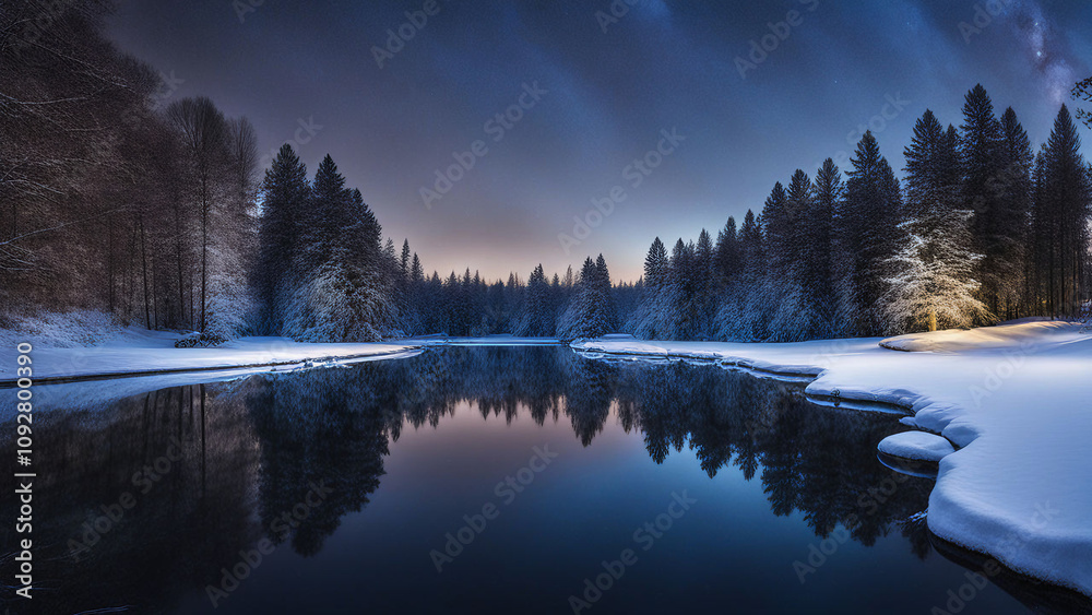 Fototapeta premium winter with lake