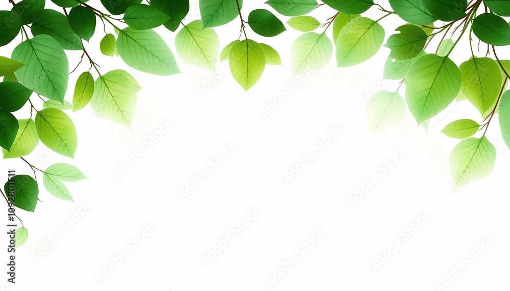 Lush Green Leaves Frame Spring Nature Background White Space Lush Green Leaves Frame Spring Nature Background White Space