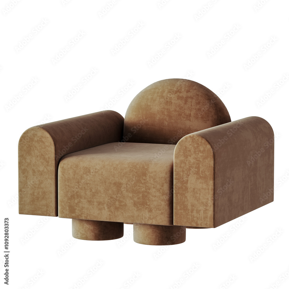 A brown chair with a round cushion on top A brown chair with a round cushion on top