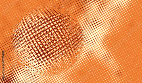 Wallpaper Mural Abstract vector illustration backdrop: Spherical orb in orange red hue dotted offset screen gradation vector illustration: retro halftone texture background. Torontodigital.ca