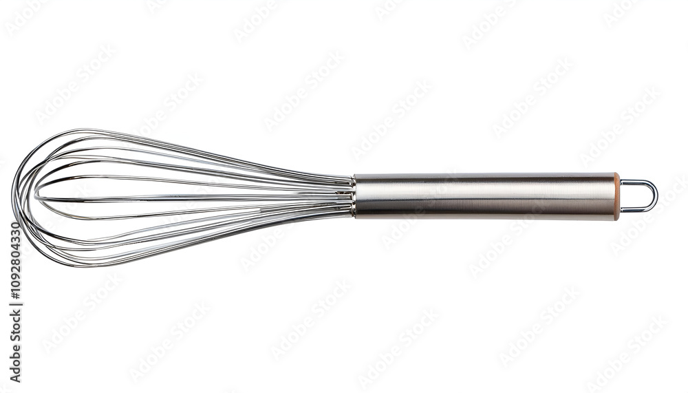 A stainless steel whisk rests on a reflective surface, showcasing its modern design. Ideal for beating, mixing, and blending in the kitchen. Perfect for cooking and baking enthusiasts. A stainless steel whisk rests on a reflective surface, showcasing its modern design. Ideal for beating, mixing, and blending in the kitchen. Perfect for cooking and baking enthusiasts.