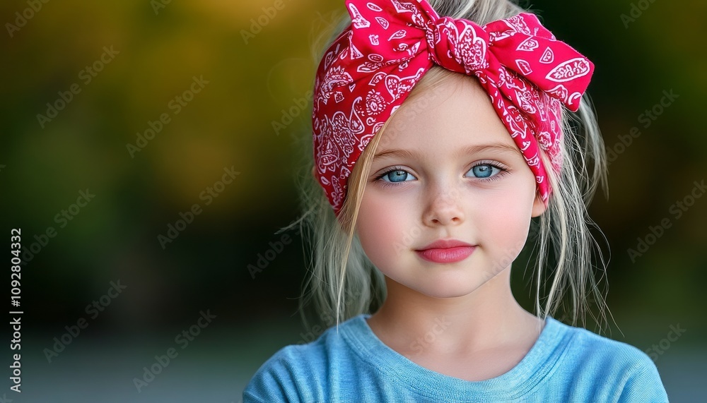 Child smiles brightly in a casual blue shirt, showcasing her playful spirit in nature Child smiles brightly in a casual blue shirt, showcasing her playful spirit in nature