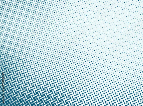 Abstract vector illustration backdrop: dot gradation texture in blue hue. Retro halftone gradient background.