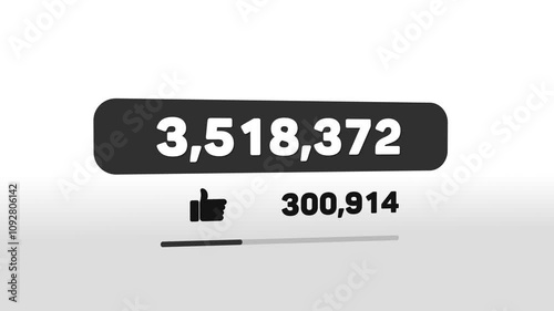Counter number 10 million motion graphic video, counter video for social networks subscribers, followers or likes