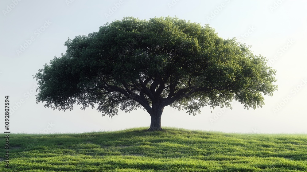 A Majestic Tree Towering Over a Lush Green Field of Grass A Majestic Tree Towering Over a Lush Green Field of Grass