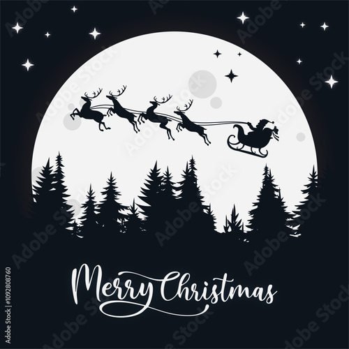 Merry Christmas moon santa night