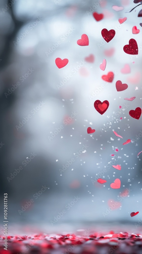 Obraz premium Romantic Bright Heart-Shaped Bokeh. ai generated