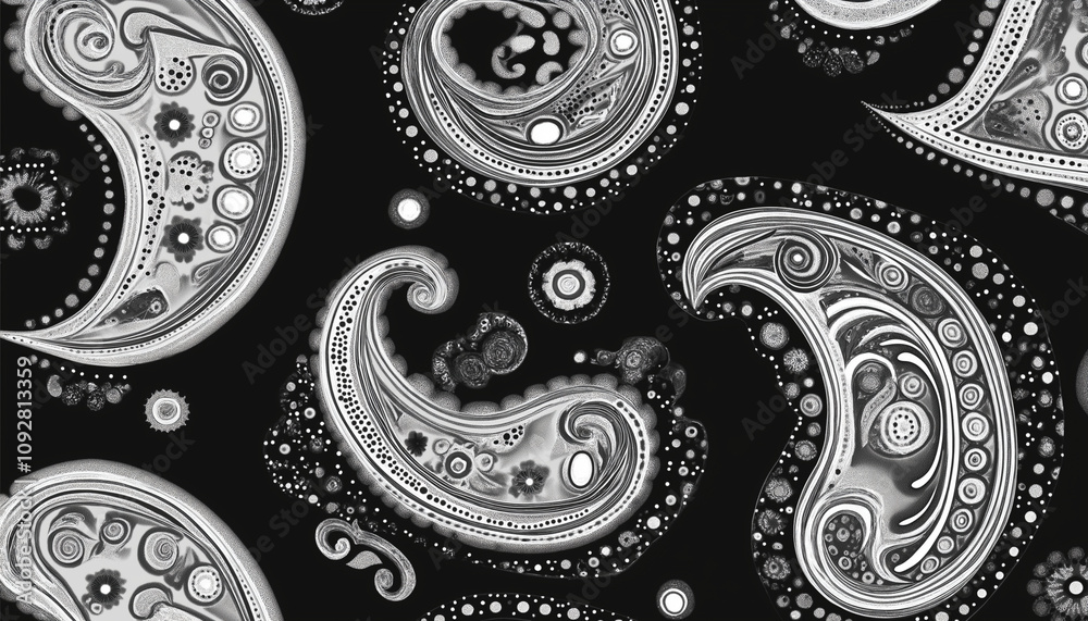 Minimalist Paisley Pattern in Monochrome Minimalist Paisley Pattern in Monochrome