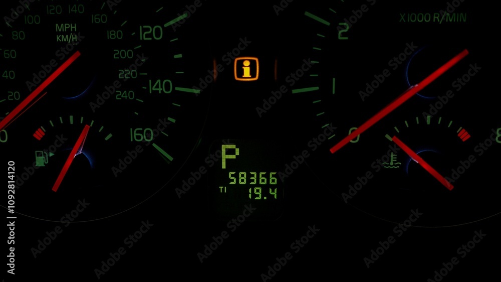 Fototapeta premium odometer inside of a car