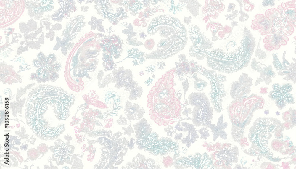 Fototapeta premium Delicate Paisley Pattern with Intricate Floral Elements