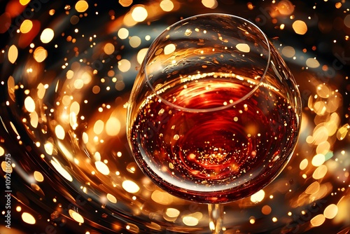 Warm and inviting mulled wine glass sparkling in the festive atmosphere. Generative AI. photo