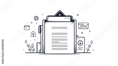 Secure Document Protection Line Art Abstract Concept