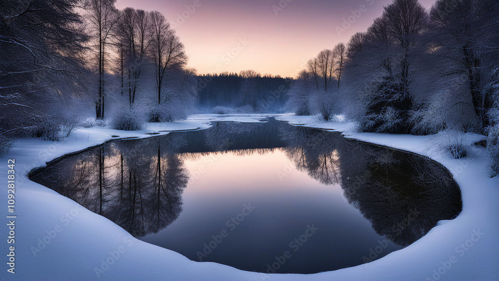 Fototapeta premium winter with lake