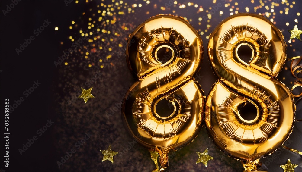 Obraz premium Number 88 golden balloons with copy space 