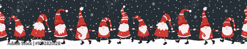 Cute hand drawn christmas gnomes with fun hats and boots, great for textiles, wrapping, backgrounds - vector design