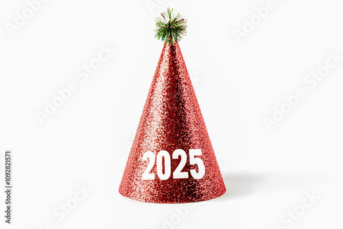 Festive Red Party Hat for New Year Celebration photo