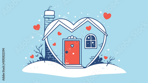 Simple Heart House Home Icon Vector Graphic