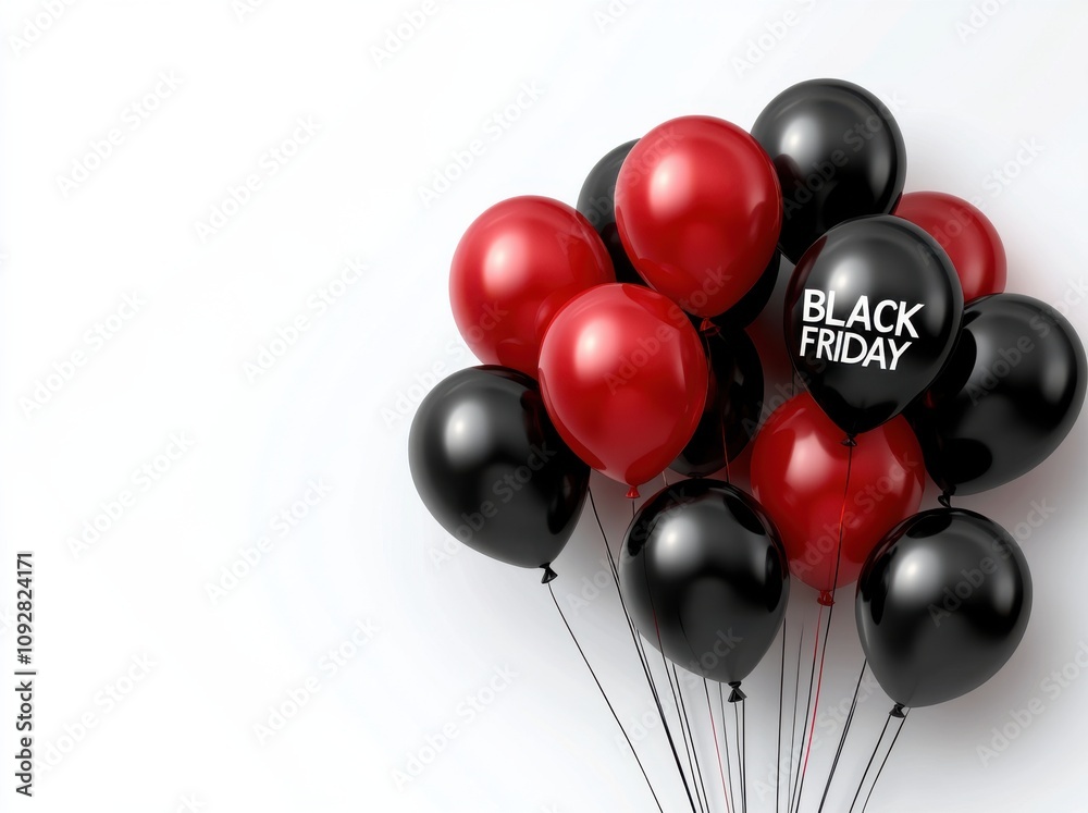Black Friday sale banner with red and black balloons Black Friday sale banner with red and black balloons