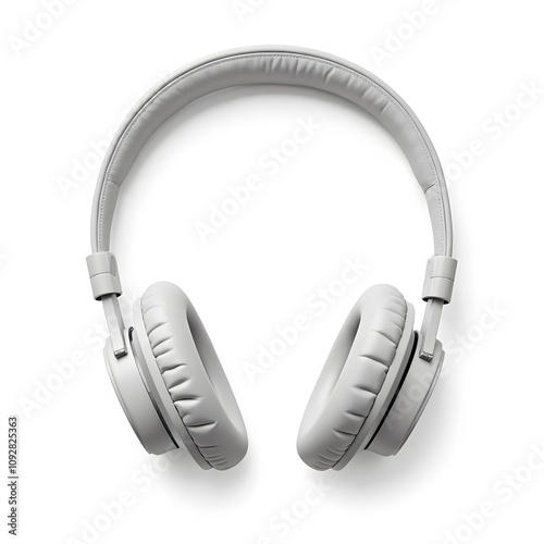 Professional Grey Headphones in Front View with Modern Design for Superior Sound photo