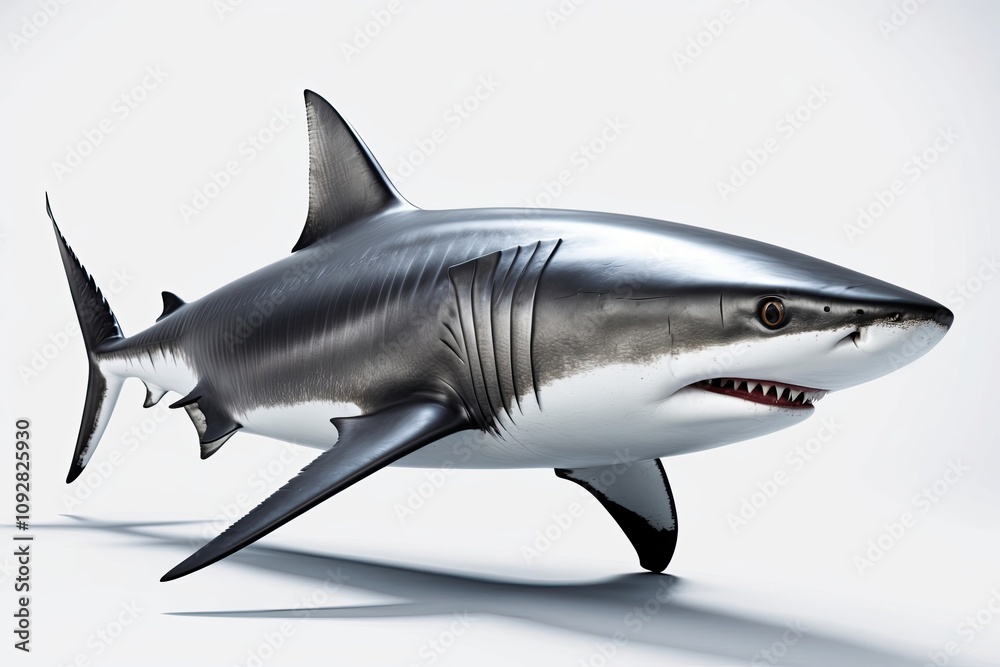 3d image of a big white shark on white background
3d image of a big white shark on white background