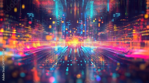 Wallpaper Mural Abstract multicolored waves of glowing light resembling a vibrant digital landscape in motion. Generative AI Torontodigital.ca