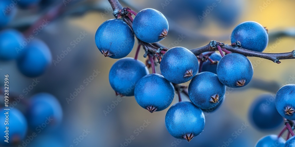 Fresh blackthorn berries, also known as sloe or Prunus spinosa, showcase their vibrant color and natural beauty in this stunning image of blackthorn berry clusters, perfect for culinary and herbal Fresh blackthorn berries, also known as sloe or Prunus spinosa, showcase their vibrant color and natural beauty in this stunning image of blackthorn berry clusters, perfect for culinary and herbal